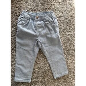 C&A Baby Boys Light Blue Chambray Elastic Waist Pants 12-18 Months 86cm